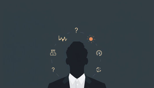 Silhouette of man in suit surrounded by icons symbolizing men's vitality and natural hormone optimization for TestoRise.